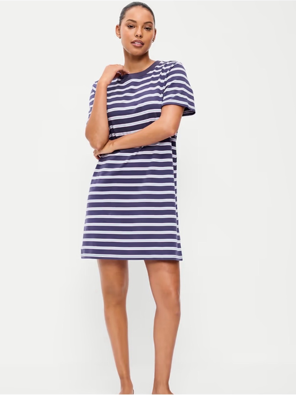 Old Navy Vintage Crew-Neck Mini T-Shirt Dress Navy Stripe Small NWT